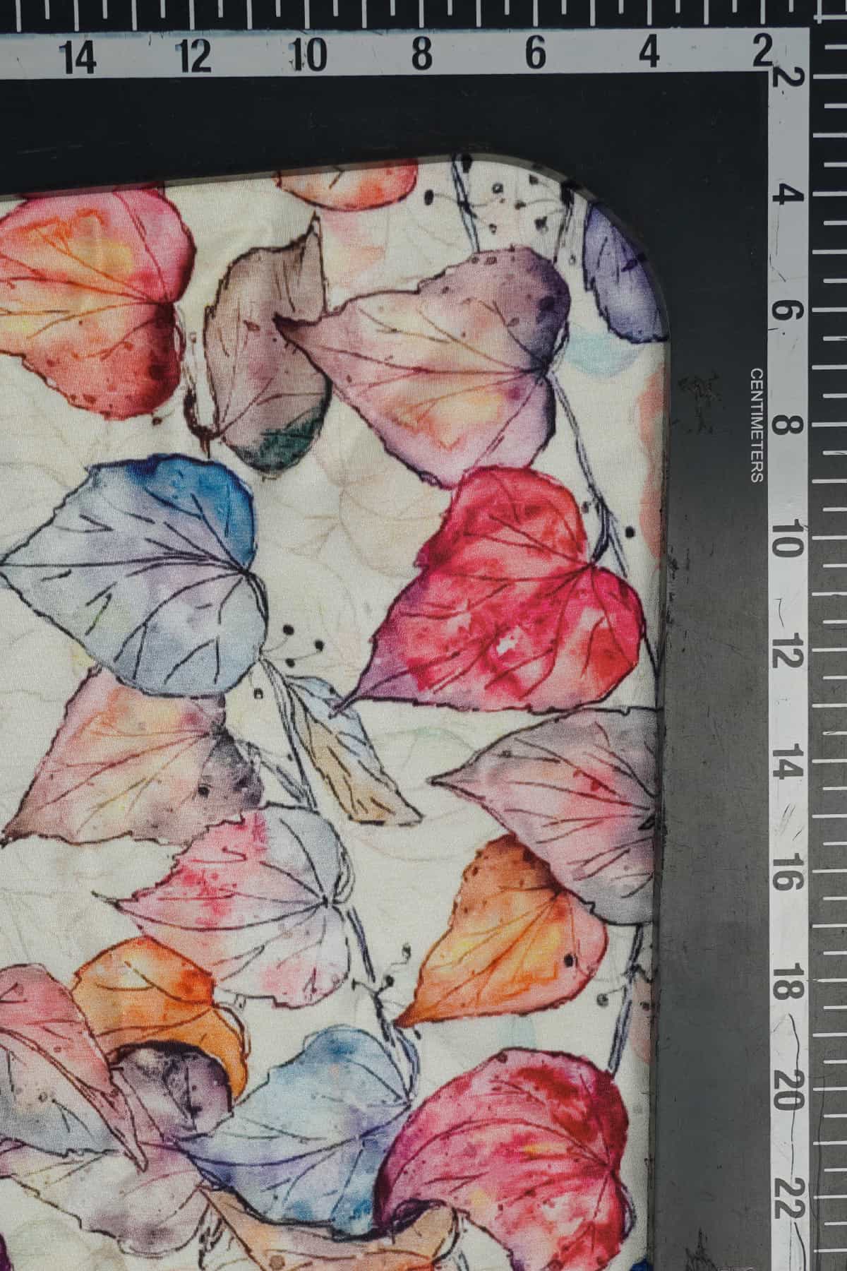 Abstract Leaf Vines Digitally Printed on Makhmali Crepe