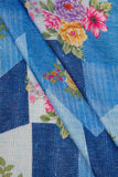 Cool Blue Floral Design Digitally Printed on Halley Silk