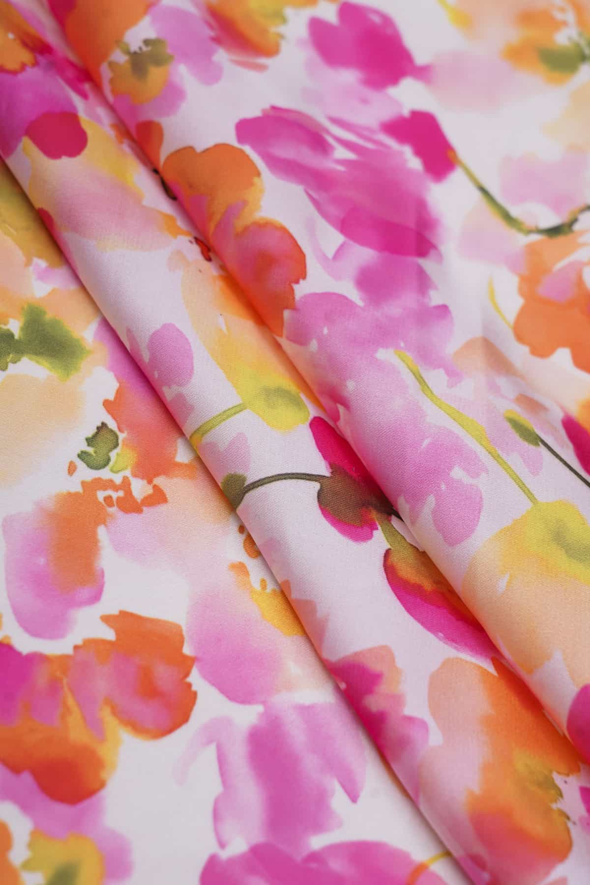 Abstract Floral Pattern Digitally Printed on Charmie Satin