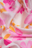 Quaint Pink Blooms Digitally Printed on Charmie Satin