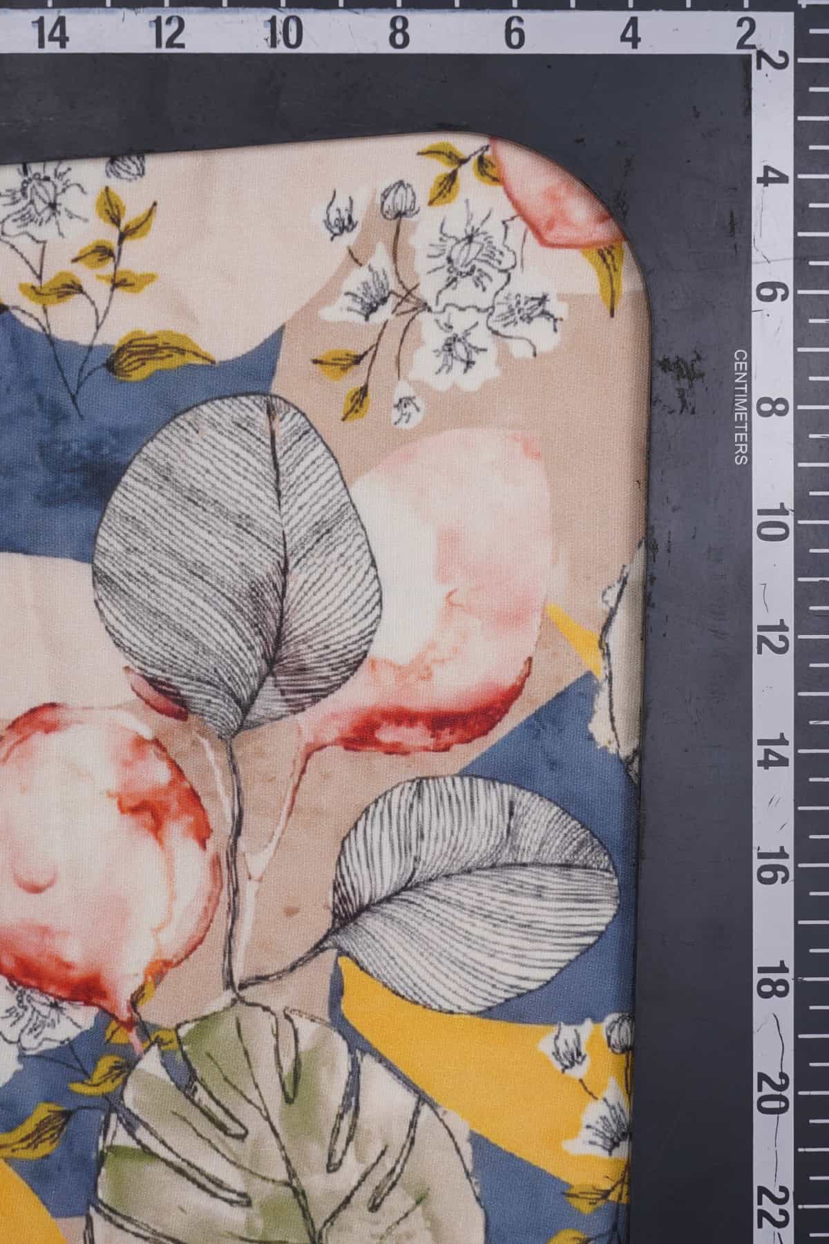 Abstract Leaf Pattern Digitally Printed on Ananya Silk