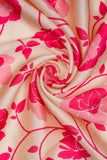 Pink and White Floral Network Digitally Printed on Ananya Silk