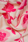 Pink and White Floral Network Digitally Printed on Ananya Silk