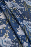 Blue Floral Pattern Digitally Printed on Kiana Silk