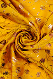 Rose-Plant Vine Foil Printed on Charmie Satin