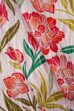 Vibrant Red Floral Pattern Digitally Printed on Catalina Jacquard