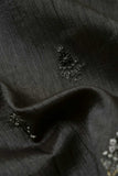 Luxurious Black Embroidery on Charcoal Grey Alina Silk
