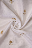 Golden Floral Embroidery on Bone White Alina Silk