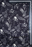 Black and White Plantation Vine Digitally Printed on Kiana Silk