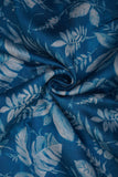 Wild Leaves Digitally Printed on Blue Kiana Silk