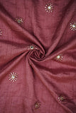 Floral Mirrorwork Embroidered on Rosy Brown Alina Silk