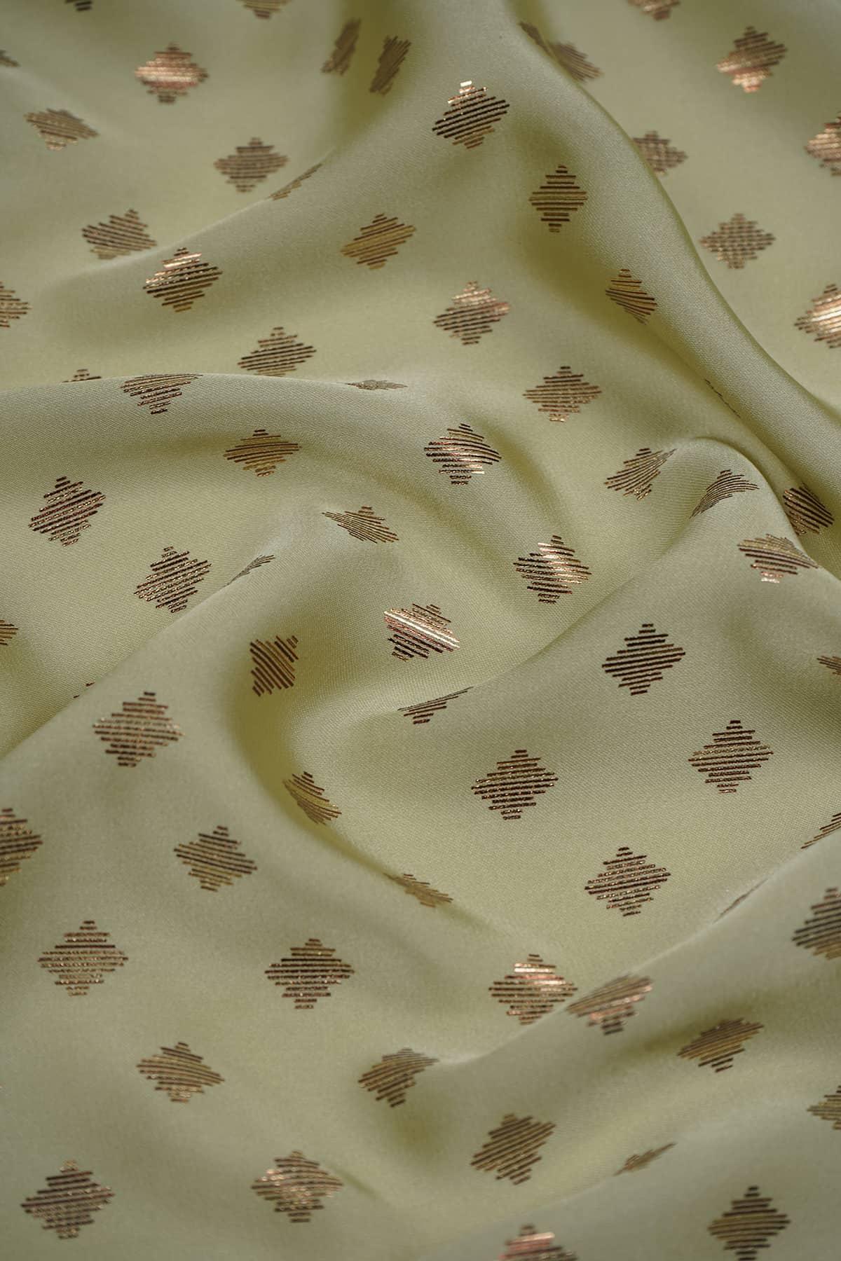 Geometric Square Print on Charmie Satin Fabric - saraaha.com - blouses, Charmie Satin, dresses and more, Festive, gowns, indo western, kurtas, Satin, Screen Print Foil Work, skirts, Suits, tops