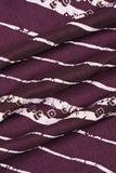 White Stripe and Strokes Printed on Violet Jenny Silk