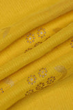 Elegant Floral Work Screen Printed on Yellow Peehu Silk