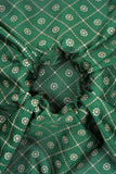 Floral Sequin Checks on Green Yesha Silk