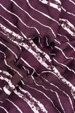 White Stripe and Strokes Printed on Violet Jenny Silk