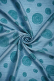 Blue Spiral Pattern Screen Printed on Blue Coloured Alina Silk - saraaha.com - Accessories, Alina silk, Casual, Comfy Casual, comfy casuals, Dresses, Formal, Indo western Lehengas, Kurtas, Kurtis, Screen Print, Shirts, SILK, Skirts, Suits, Trimmings