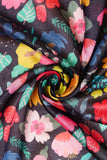 Multicolored Retro Floral Pattern Digitally Printed on Kiana Silk