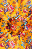 Yellow and Red Indian Chintz Pattern Digitally Printed on Halley Silk