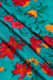 Blue and Maroon Orchids Digitally Printed on Halley Silk