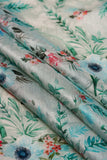 Blue Aquarelle Floral Pattern Digitally Printed on Kiana Silk