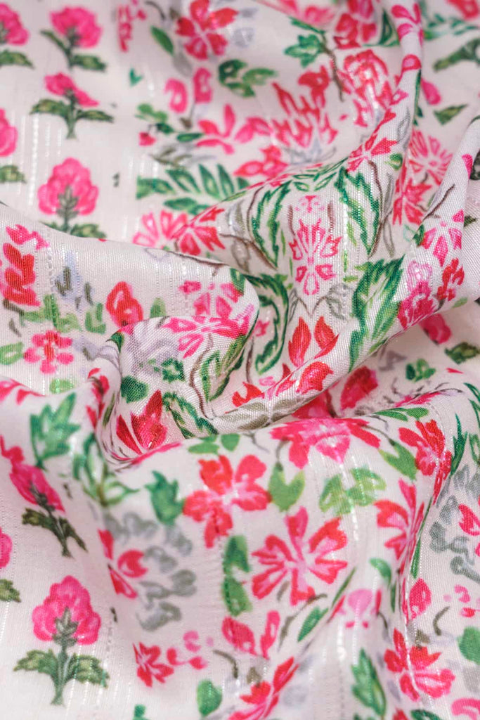 Pretty Summer Blossoms Digitally Printed on Rangna Silk