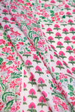 Pink Floral Garden Digitally Printed on Halley Silk