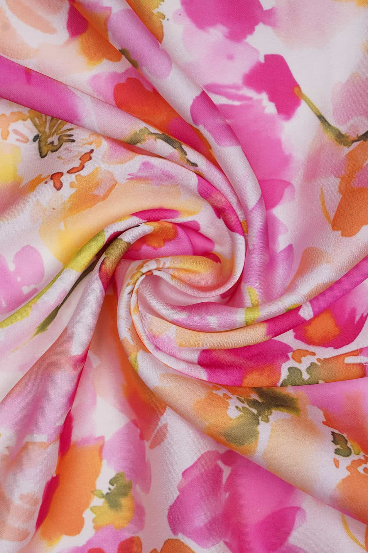 Abstract Floral Pattern Digitally Printed on Charmie Satin