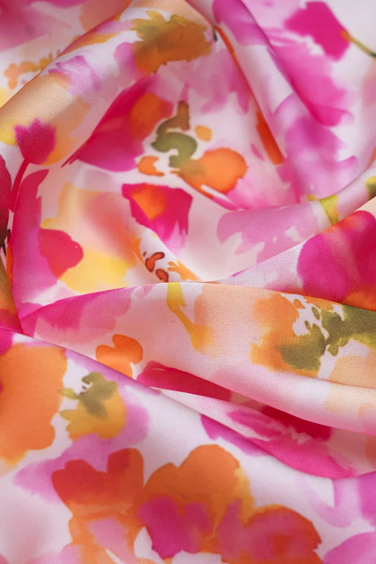 Abstract Floral Pattern Digitally Printed on Charmie Satin