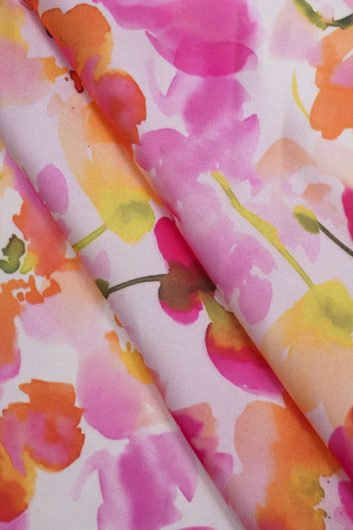 Abstract Floral Pattern Digitally Printed on Charmie Satin