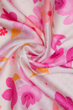 Quaint Pink Blooms Digitally Printed on Charmie Satin