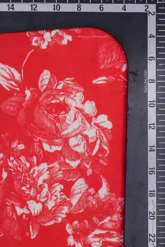 Pink Floral Abstract Pattern Digitally Printed on Charmie Satin