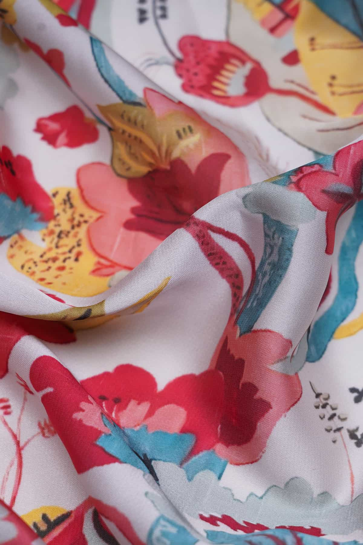 Abstract Floral Vine Digitally Printed on Charmie Satin