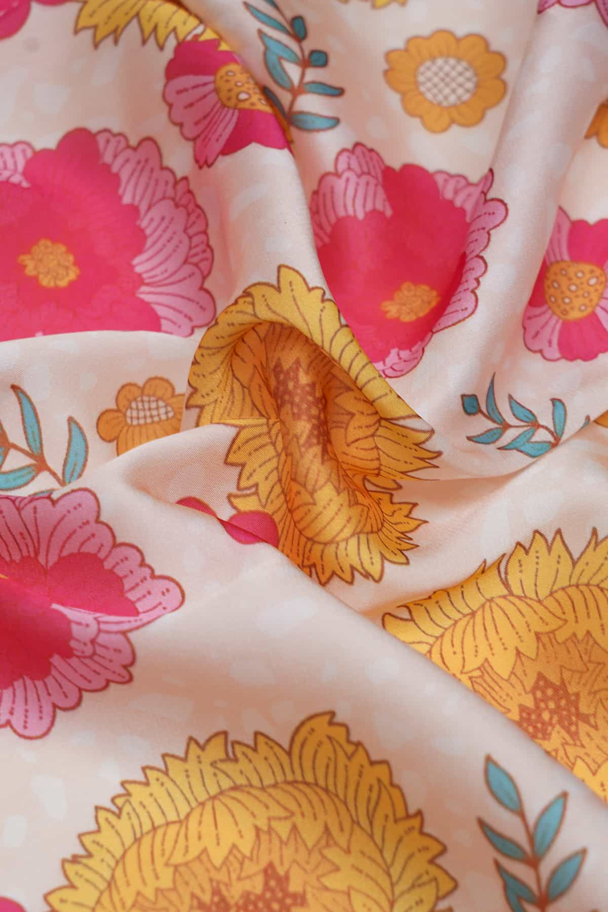 Abstract Floral Pattern Digitally Printed on Charmie Satin