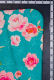 Teal Green Rose Pattern Digitally Printed on Ananya Silk