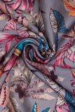 Chic Tropical Leaf Pattern Digitally Printed on Ananya Silk