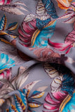 Chic Tropical Leaf Pattern Digitally Printed on Ananya Silk