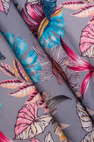 Chic Tropical Leaf Pattern Digitally Printed on Ananya Silk