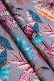 Chic Tropical Leaf Pattern Digitally Printed on Ananya Silk