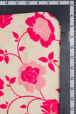 Pink and White Floral Network Digitally Printed on Ananya Silk