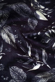 Black and White Plantation Vine Digitally Printed on Kiana Silk