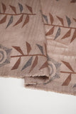 Floral-Abstract Pattern Screen Printed on Light Brown Vaao Silk - saraaha.com - Accessories, Casual, Formal, Kurtas, Kurtis, Screen Print, SILK, Skirts, Suits, Tops Dresses, vaao silk