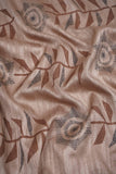 Floral-Abstract Pattern Screen Printed on Light Brown Vaao Silk - saraaha.com - Accessories, Casual, Formal, Kurtas, Kurtis, Screen Print, SILK, Skirts, Suits, Tops Dresses, vaao silk