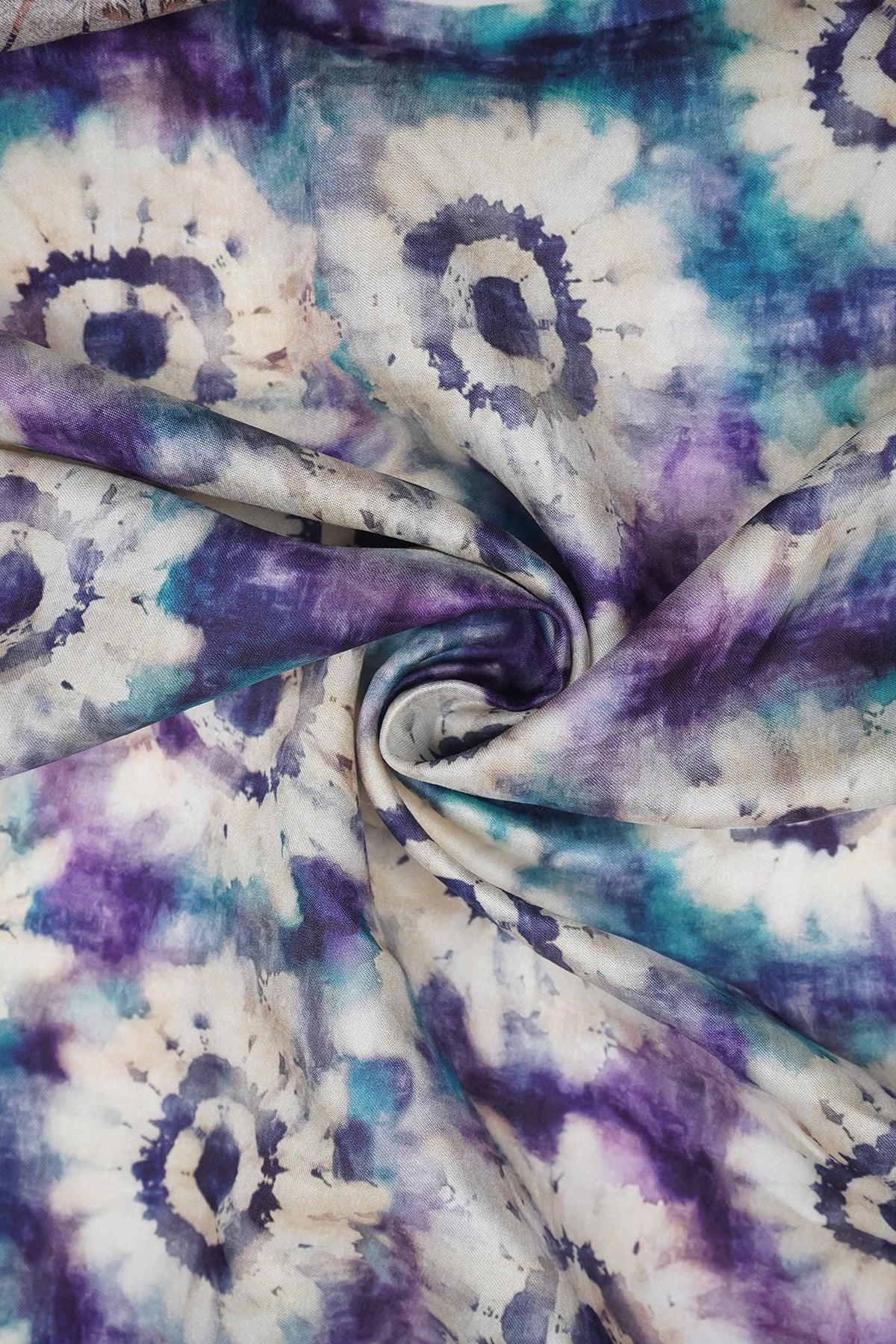 Abstract Tie and Dye Pattern Digitally Printed on Yesha silk - saraaha.com - Casual, Digital Print, dresses  and more, gowns, Home decor, indo western, kurtas, Shirts, SILK, skirts, Suits, tops, Yesha Silk