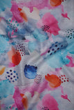 Pink and Sky Blue Abstract Watercolor Effect Digitally Printed on Rangna Silk - saraaha.com - Casual, Digital Print, ethnic kurtis, Festive, home decor, kurtas, lehengas, occasional garments, Rangna Silk, shirts, SILK