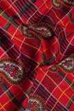 Red Paisley – Checks Pattern Digitally Printed on Halley Silk - saraaha.com - Accessories, Digital Print, Festive, Formal, Halley silk, Home Decor, Kurtas, Kurtis, Shirts, SILK, Skirts, Suits, Tops Dresses