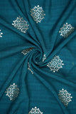 Floral- Geometric Work Screen Printed on Mia Silk of Peacock Green Color - saraaha.com - Accessories, Festive, Kurtas, Kurtis, mia silk, Screen Print, SILK, Skirts, Suits, Tops Dresses
