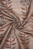 Floral-Abstract Pattern Screen Printed on Light Brown Vaao Silk - saraaha.com - Accessories, Casual, Formal, Kurtas, Kurtis, Screen Print, SILK, Skirts, Suits, Tops Dresses, vaao silk