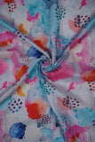 Pink and Sky Blue Abstract Watercolor Effect Digitally Printed on Rangna Silk - saraaha.com - Casual, Digital Print, ethnic kurtis, Festive, home decor, kurtas, lehengas, occasional garments, Rangna Silk, shirts, SILK