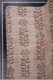 Floral-Abstract Pattern Screen Printed on Light Brown Vaao Silk - saraaha.com - Accessories, Casual, Formal, Kurtas, Kurtis, Screen Print, SILK, Skirts, Suits, Tops Dresses, vaao silk